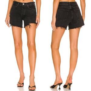 AGOLDE NWT Parker Long Denim Shorts Women’s Size 23 Black Trance Distressed